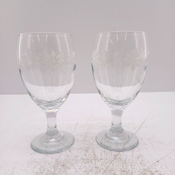 Libbey Premiere Snowflake Glasses Set of 4 ~ 2 Goblet & 2 Tumbler Glass - Picture 10 of 15